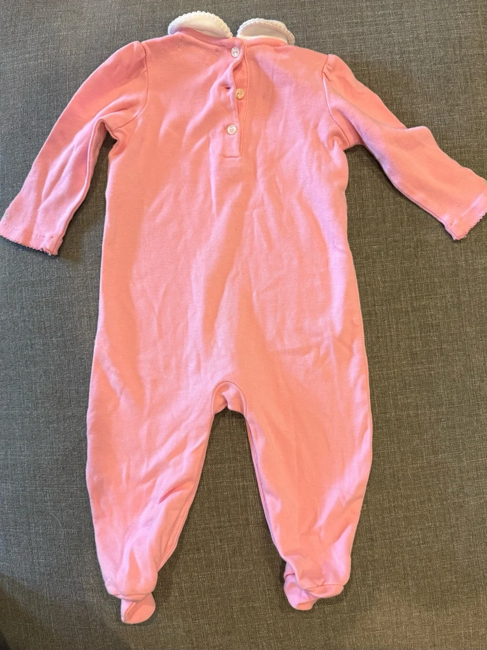 Ralph Lauren Pink Footed One-Piece with White Scalloped Collar